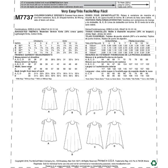 McCalls M7737 Sewing Pattern Childrens Dresses Size 3-6 - Picture 2 of 3